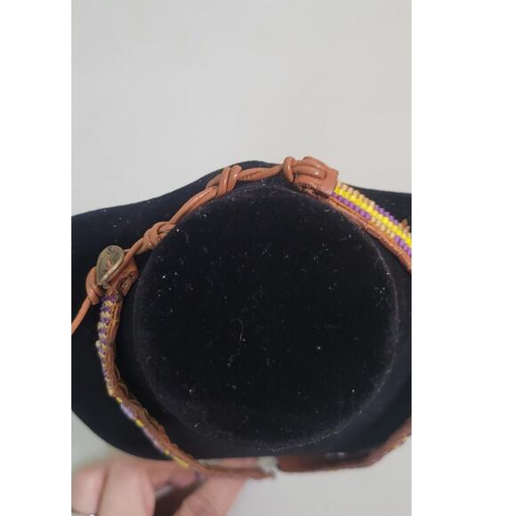 Serafina Anthropologie Necklace Purple/Yellow/Brown Beaded Necklace/Choker NWT - Picture 5 of 7